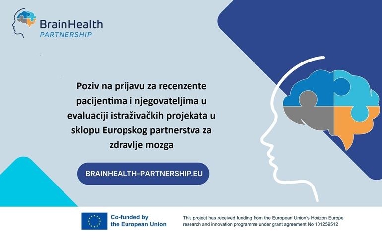 Poziv na prijavu za recenzente pacijentima i njegovateljima u evaluaciji istraživačkih projekata u sklopu Europskog partnerstva za zdravlje mozga