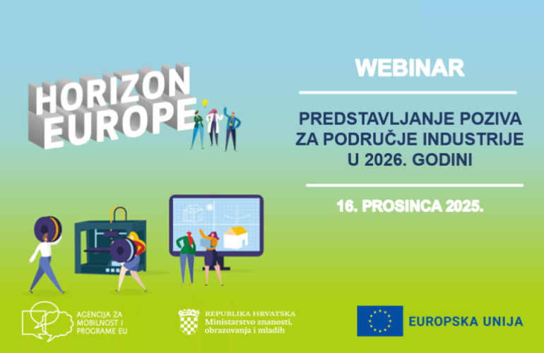 Poziv na nacionalni informativni webinar – Predstavljanje poziva u području Industrije u 2026. godini, 16. prosinca 2025.