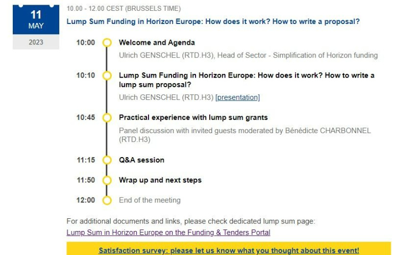 Najava webinara Europske komisije: Obzor Europa: Jednokratno financiranje (Lump sum), 11. svibnja 2023.