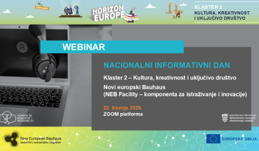 Održan Nacionalni informativni dan Klaster 2: Kultura, kreativnost i uključivo društvo i Novi europski Bauhaus (NEB Facility – komponenta za istraživanje i inovacije), 22. 4. 2026.