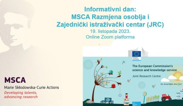 Poziv na nacionalni informativni dan MSCA Razmjena osoblja i Zajednički istraživački centar, 19. listopada 2023.